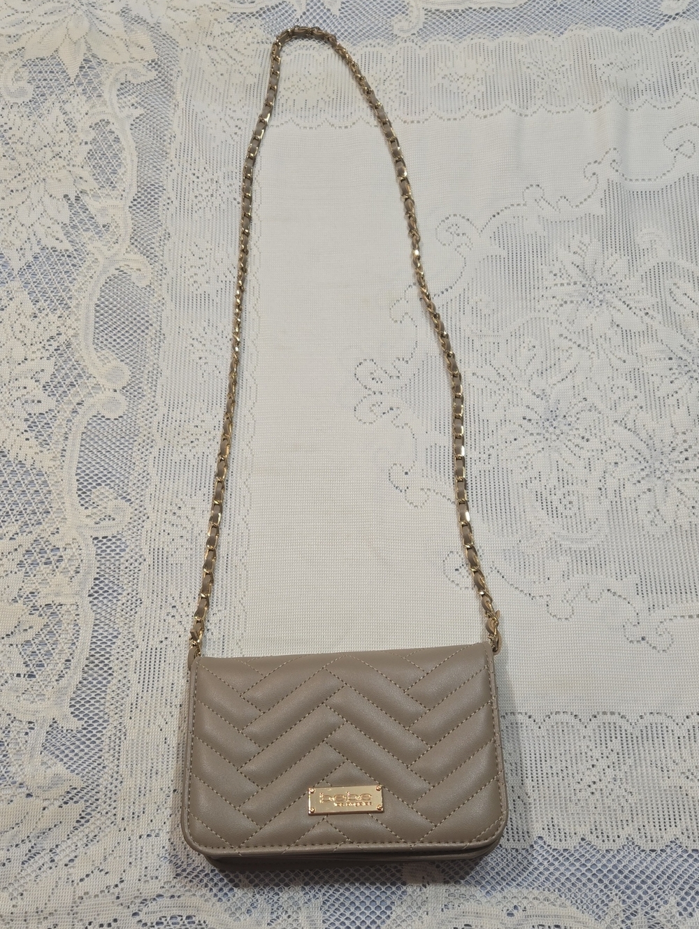 Bebe Sophia Taupe Crossbody Bag Ligth Brown Color